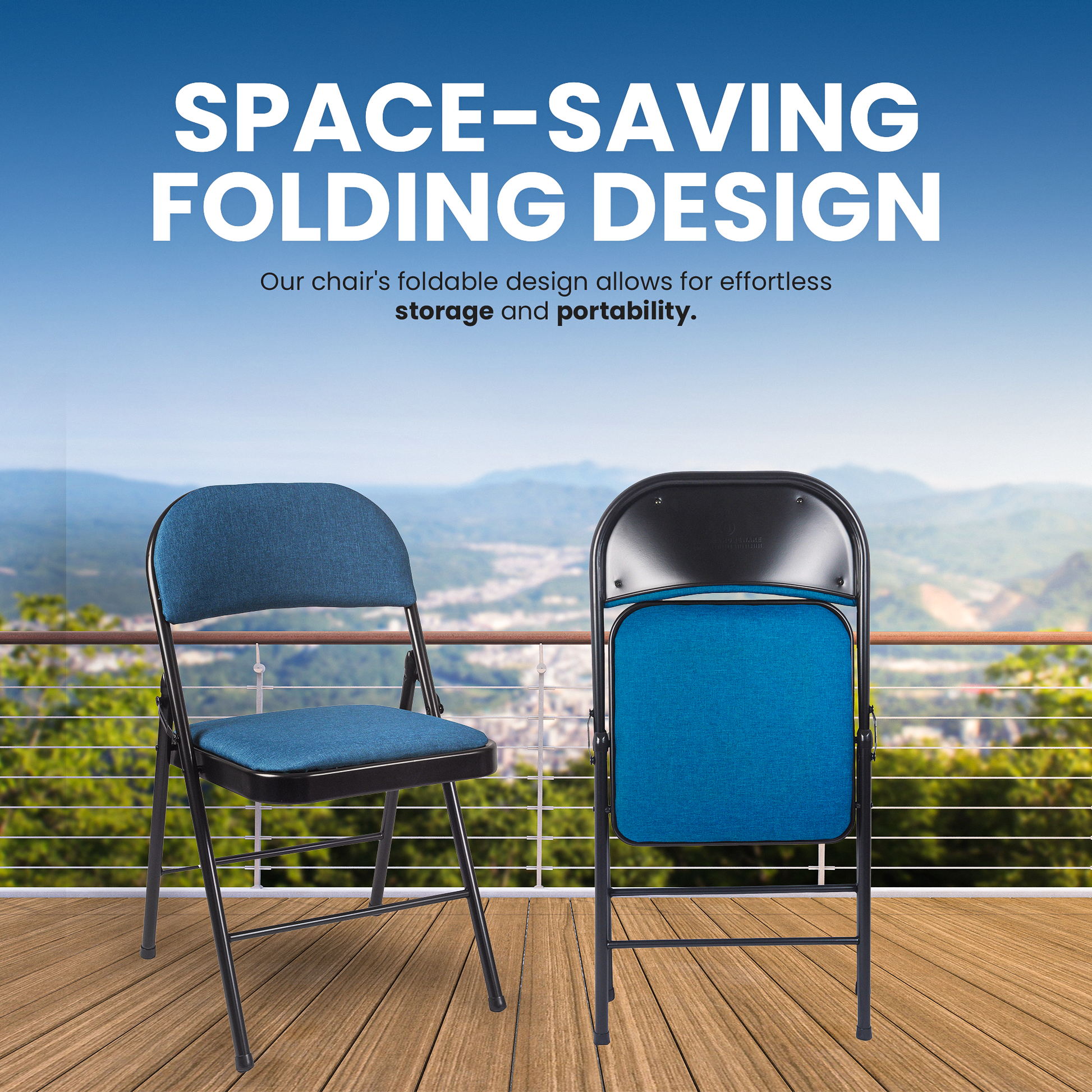 ARIANA HOMEWARE Folding Chairs Padded Fabric Seat Heavy Duty Metal F