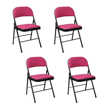 ARIANA HOMEWARE Folding Chairs Padded Fabric Seat - Heavy Duty Metal Frame - Multi-Purpose Foldable Backrest Chair - Easy Fold & Store Cushioned Seats (Pink, 4 x Chair)