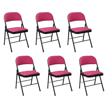 ARIANA HOMEWARE Folding Chairs Padded Fabric Seat - Heavy Duty Metal Frame - Multi-Purpose Foldable Backrest Chair - Easy Fold & Store Cushioned Seats (Pink, 6 x Chair)