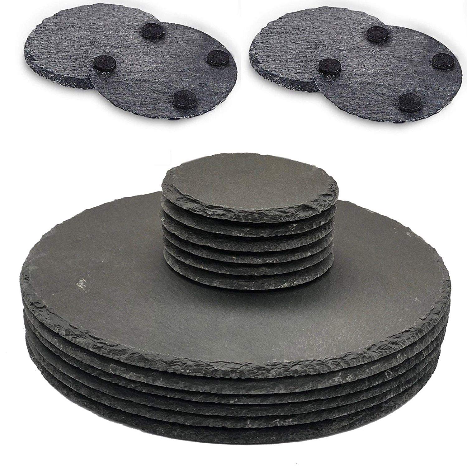 Set of 12 Slate Round Placemats & Coasters