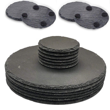 Set of 8 Slate Round Placemats & Coasters